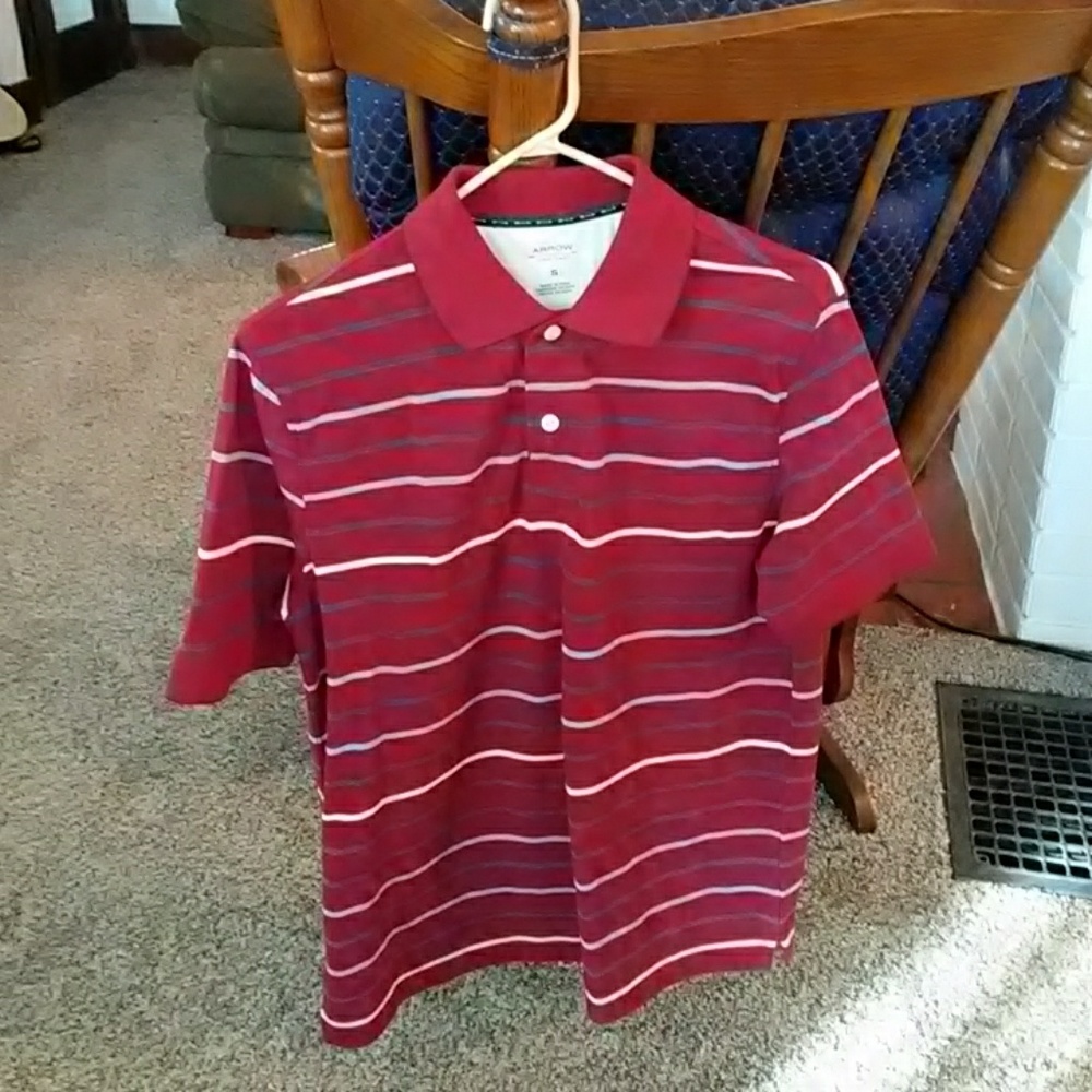 Red with Stripes Mens Polo Shirt